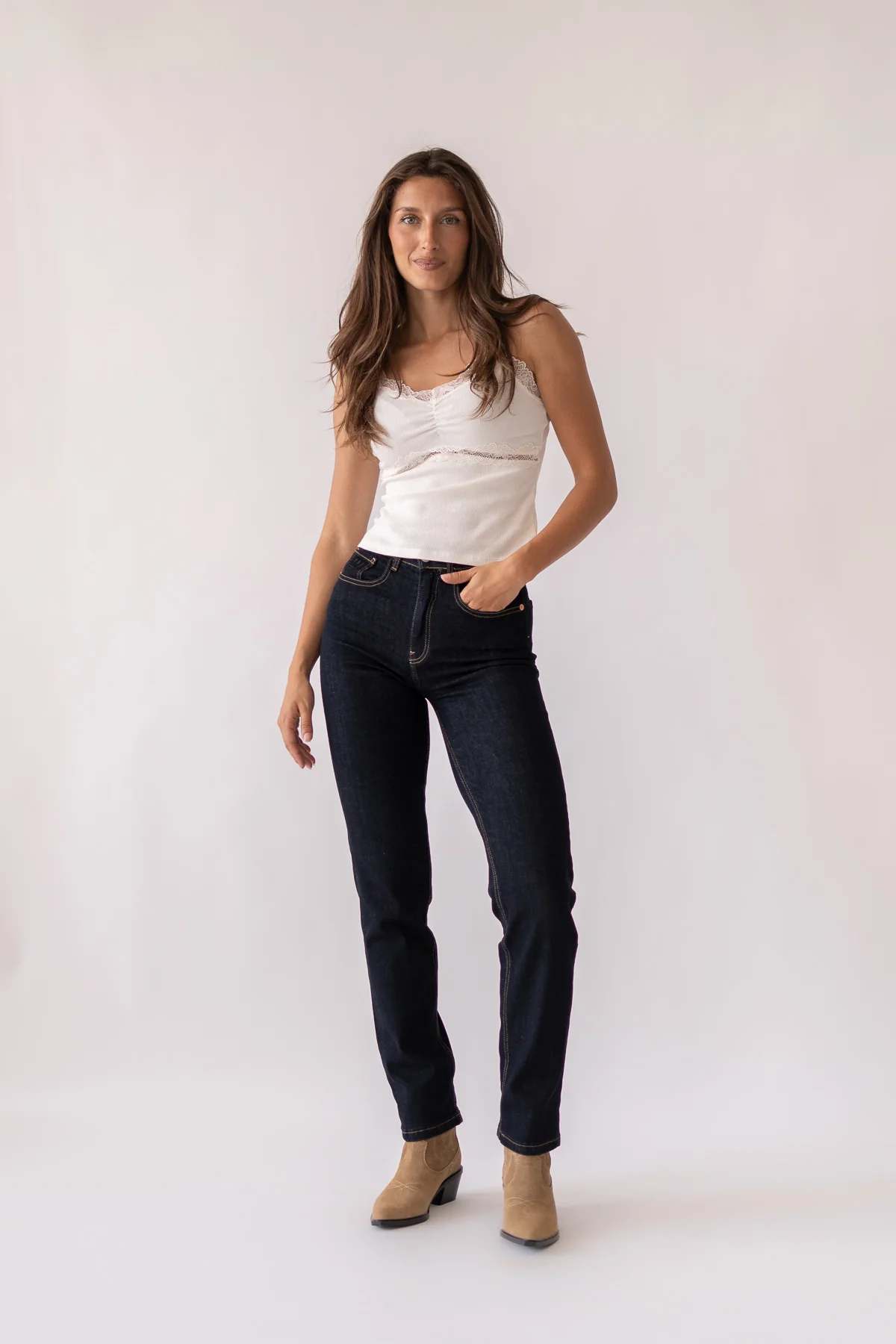 STRAIGHT HIGH RISE - RAW DENIM